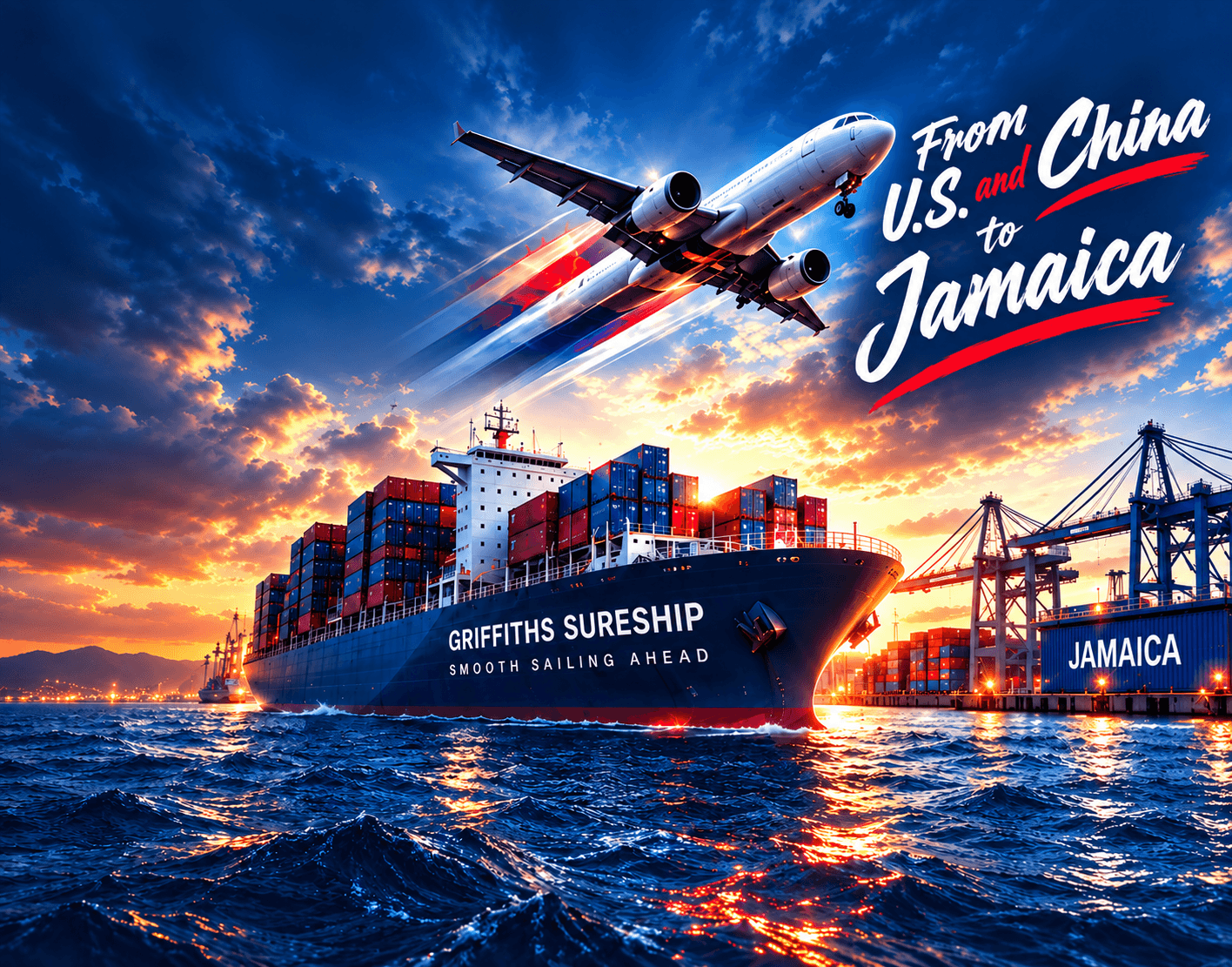 GriffithsSureShip cargo ship and aircraft traveling to Jamaica